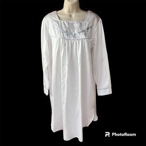 Barbizon Satin Knee Length Night Gown Cuddleskin Lined Long Sleeve Womens M